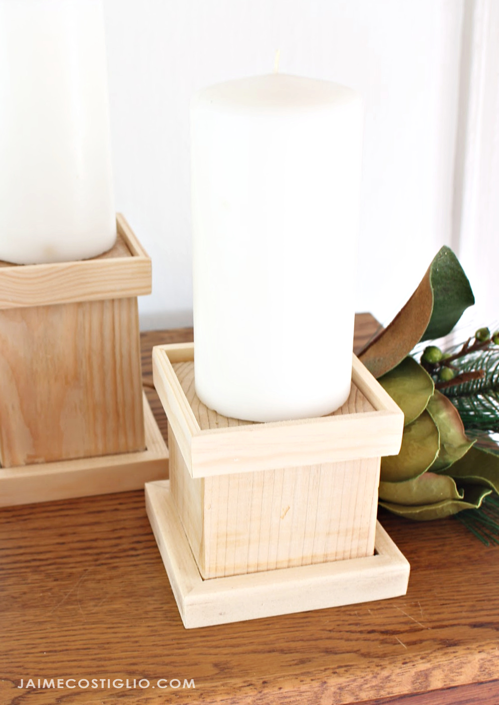 wooden candle holders