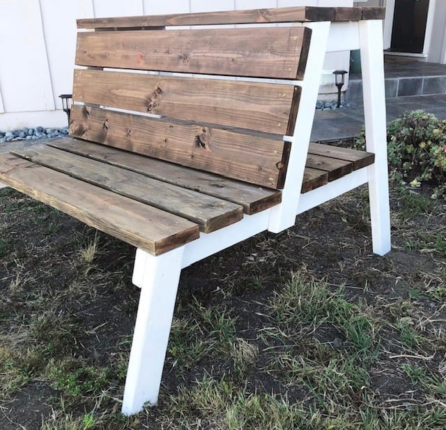 fire pit bench with table and storage