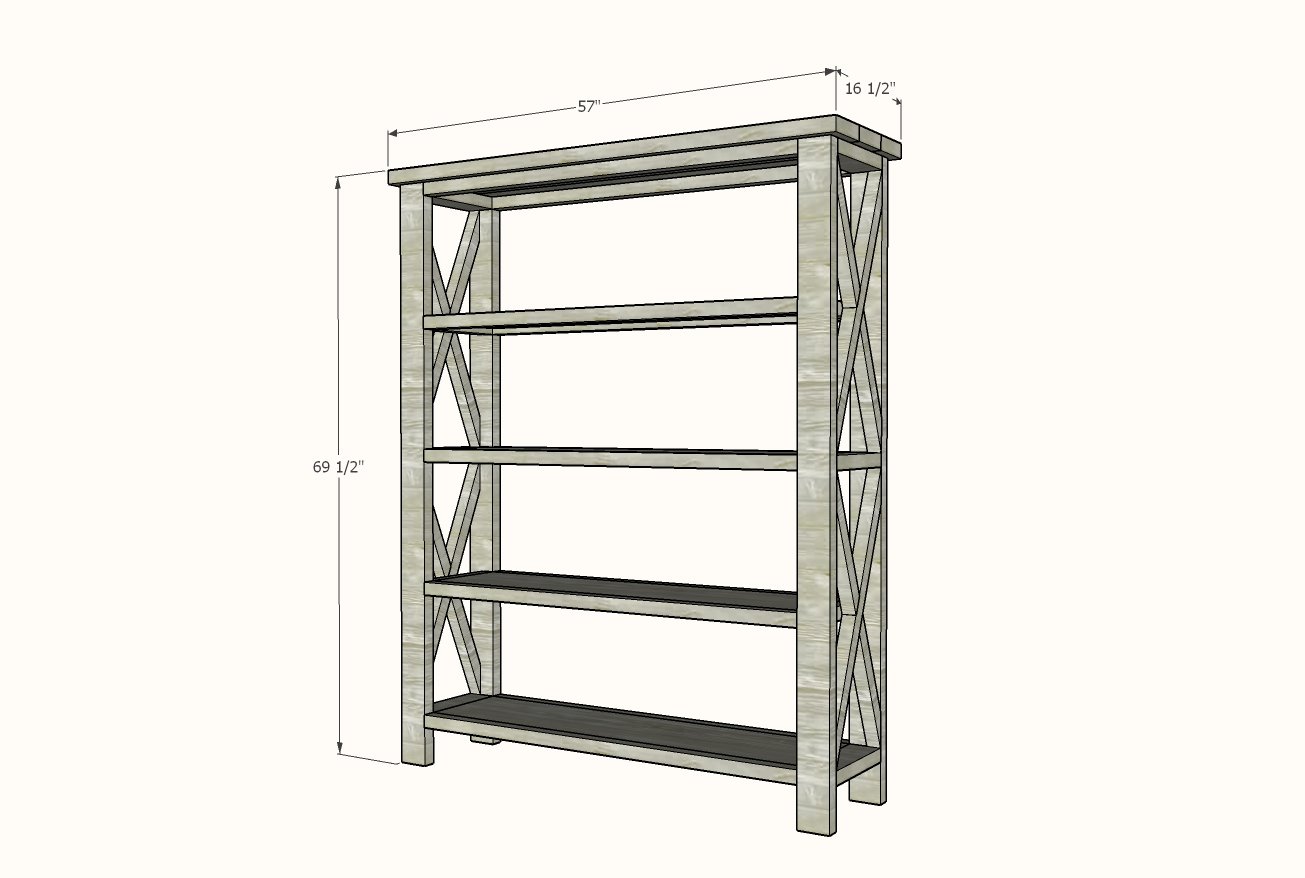 wide rustic bookshelf