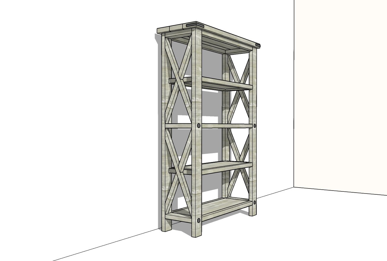 Rustic X Tall Bookshelf Ana White