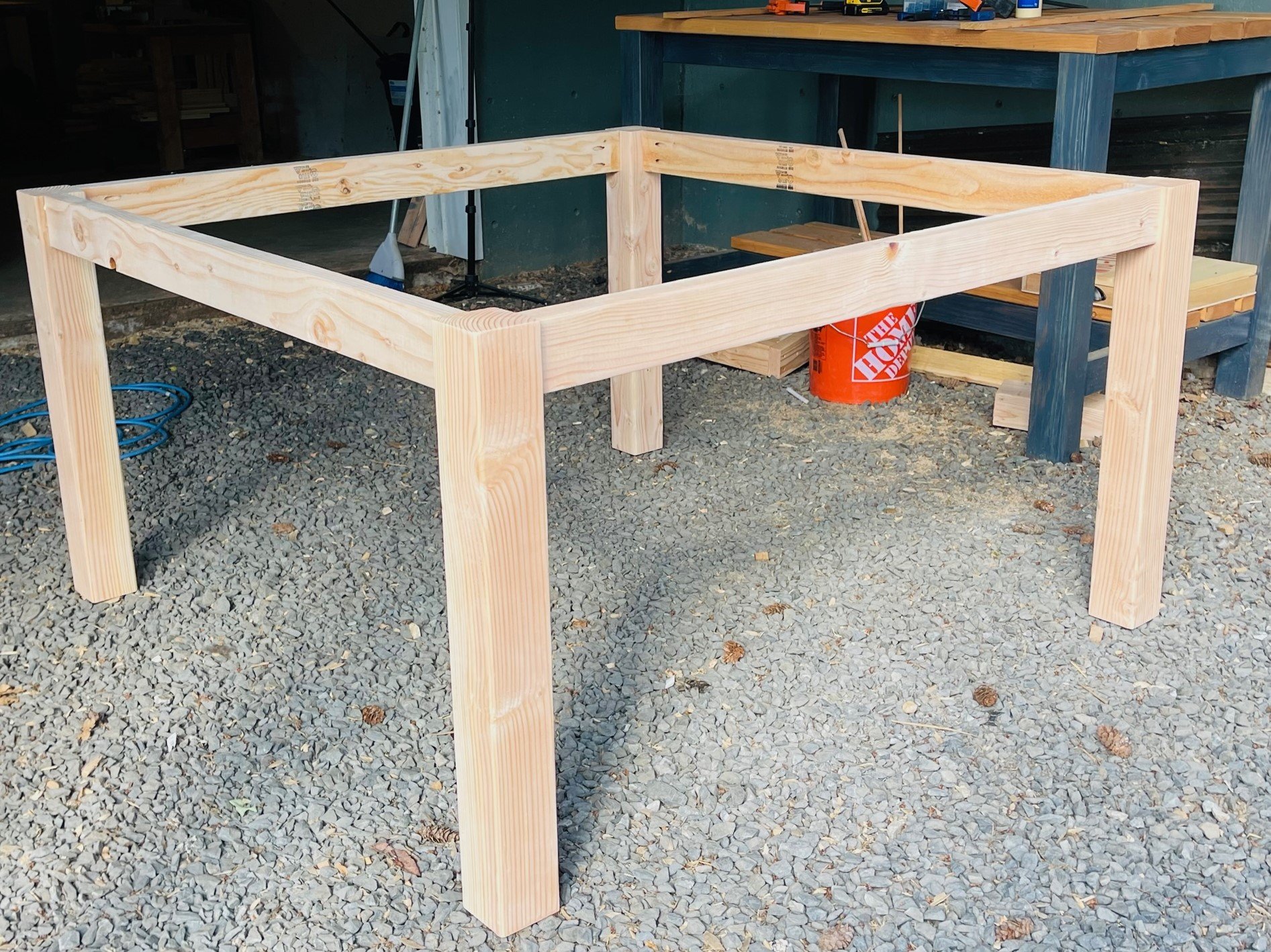 Completed table frame