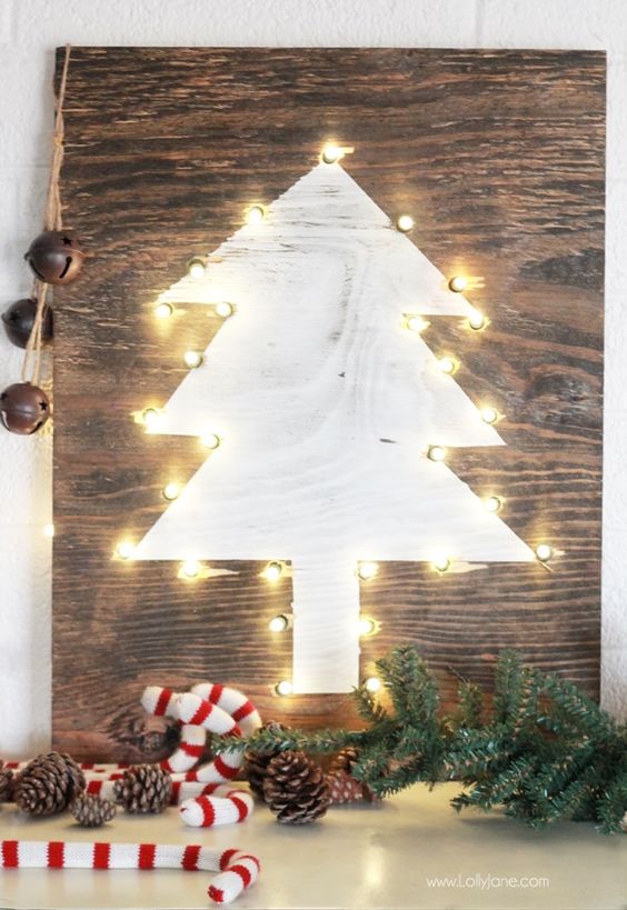 rustic lighted tree sign