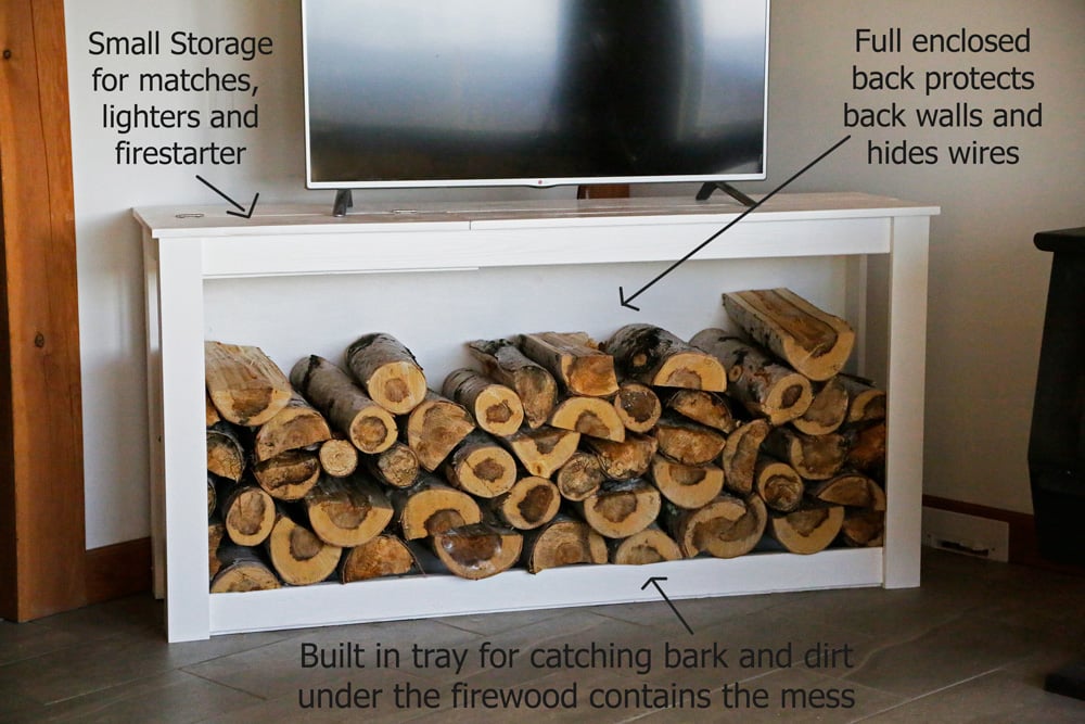 Indoor/Outdoor Tall Firewood Holder with Storage Rack