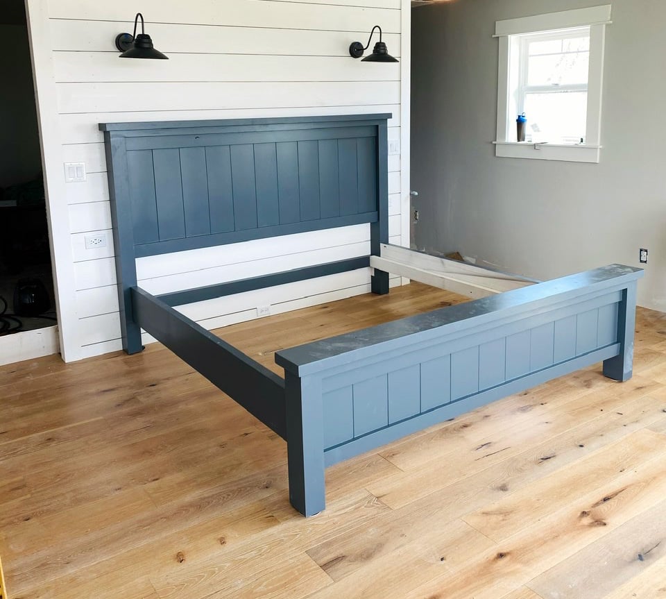Farmhouse Bed Standard King Size, Rustic Bed Frame Woodworking Plans