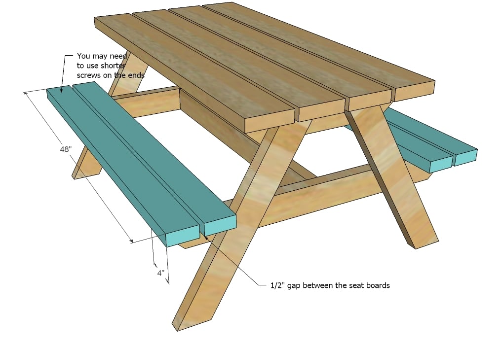 Build a Bigger Kids Picnic Table Plans Ana White