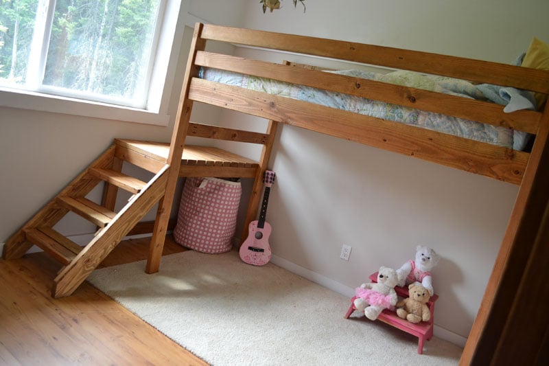ana white loft bed with stairs