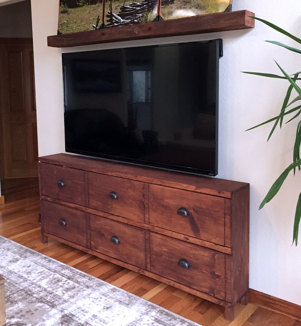 Narrow tv shop stand with drawers