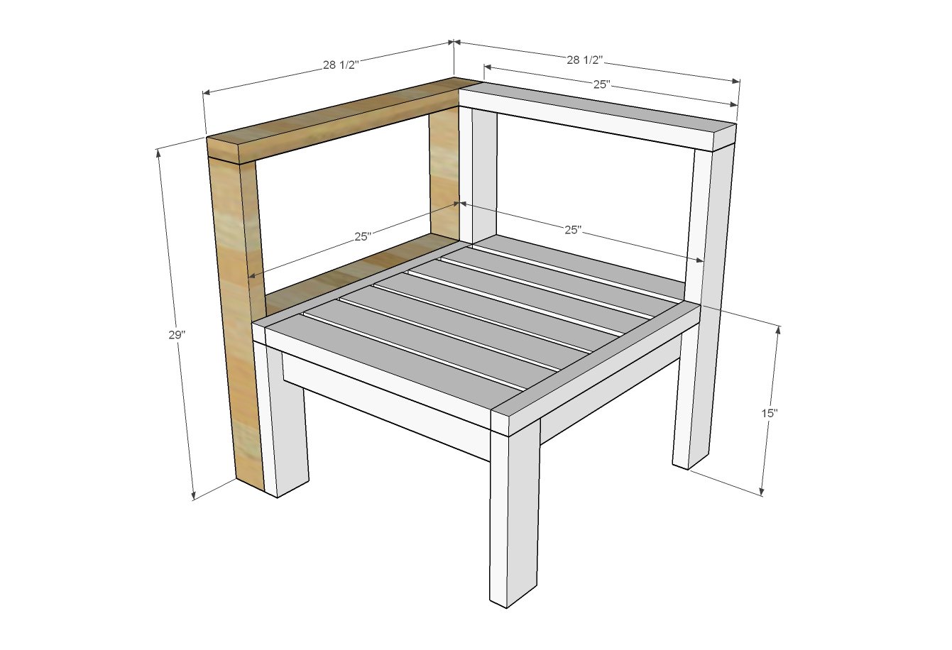 corner arm piece for outdoor sectional
