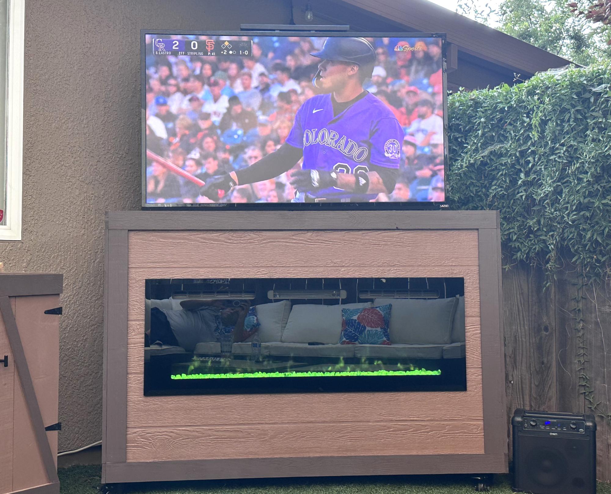 Outdoor Tv Lift With Electric Fireplace