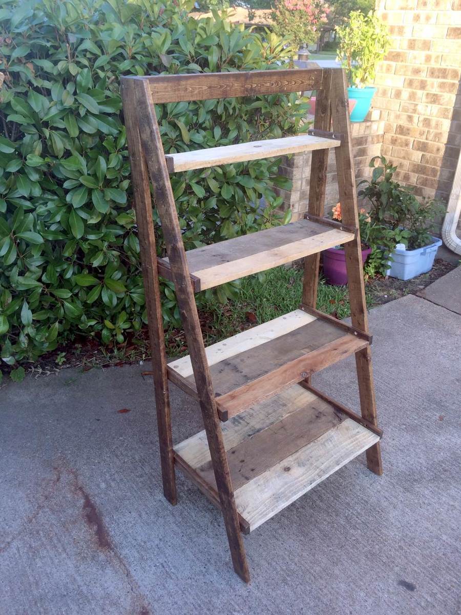 Pallet Wood Painter S Ladder Shelf, Reclaimed Wood Ladder Bookcase