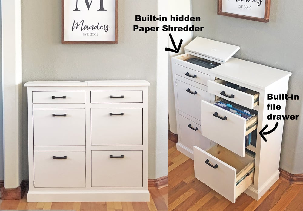 paper shredder cabinet with file folder drawer