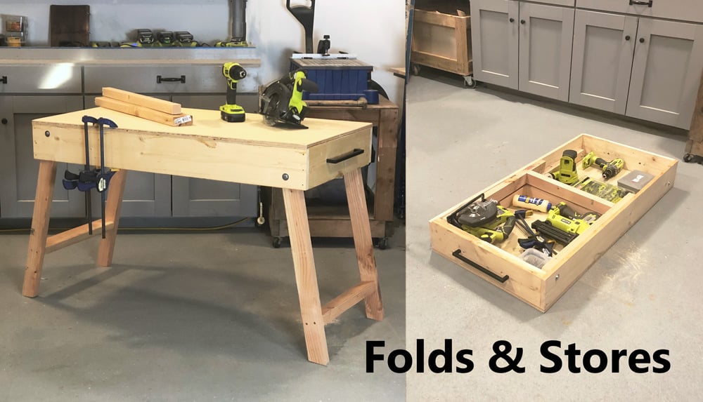 Portable Workbench Wood In A Box, Work Table With Storage Plans