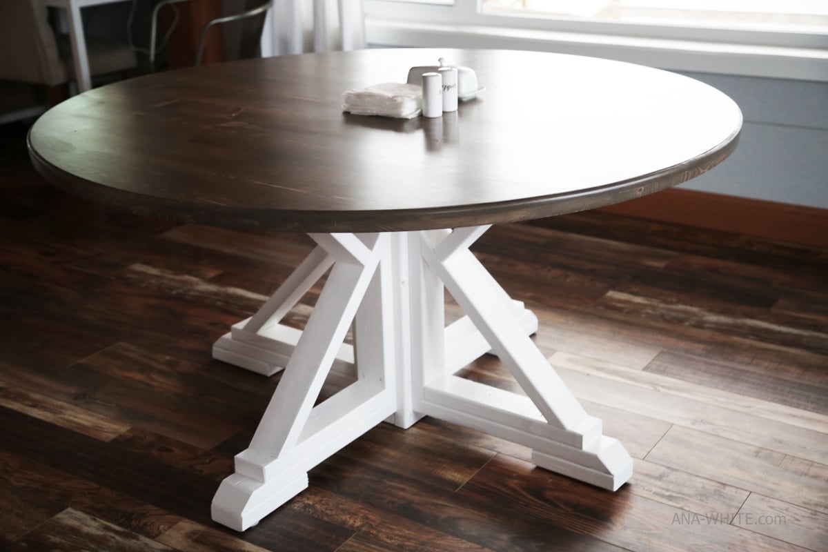 Round Farmhouse Table Ana White, Diy Round Dining Table With Leaf