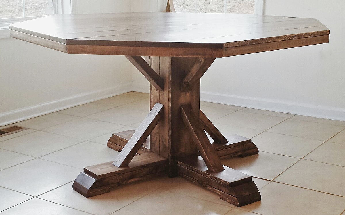 Benchmark Pedestal Base Octagon Table, Ana White Round Modern Dining Table