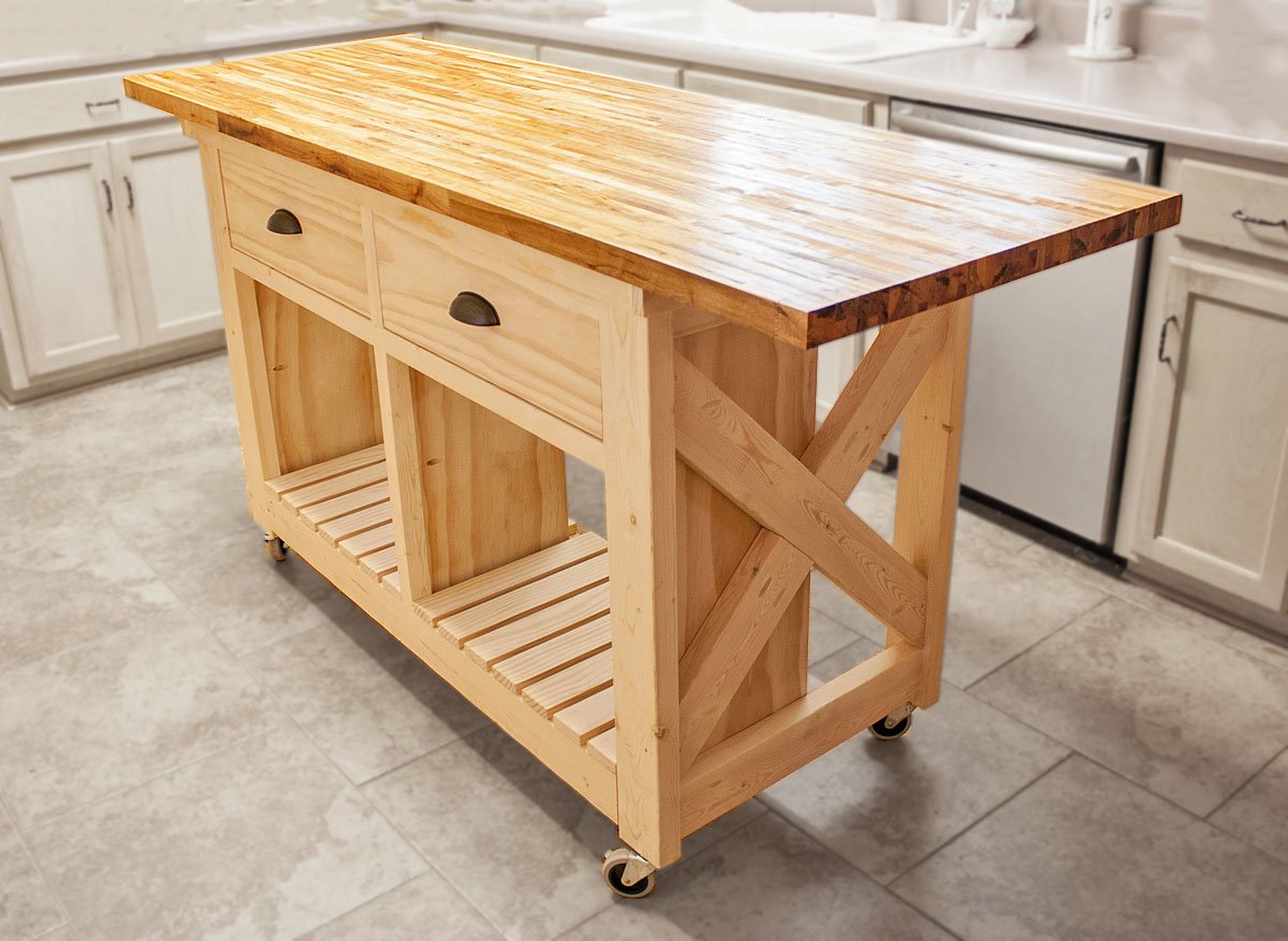 Wide Rustic X Kitchen Island Ana White