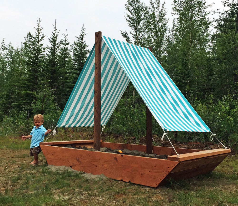 wooden pirate ship sandbox kids childrens garden play boat