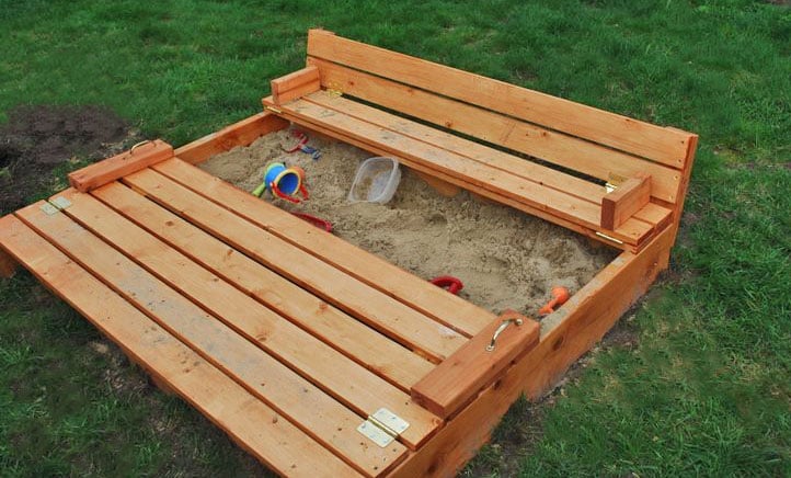 Wooden Sandbox With Benches