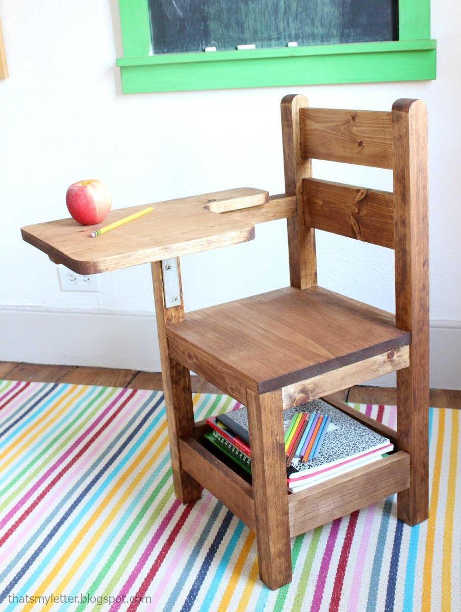 schoolhouse chair with writing pad desk  ana white