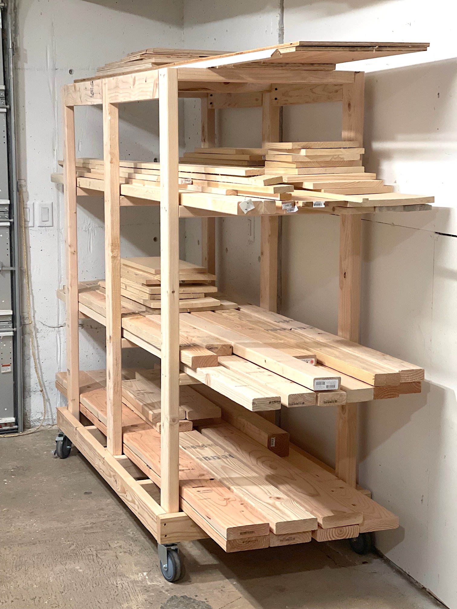 simple to build rolling wood storage cart