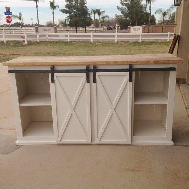 Grandy Barn Door Console Ana White, Cabinets With Sliding Doors Diy