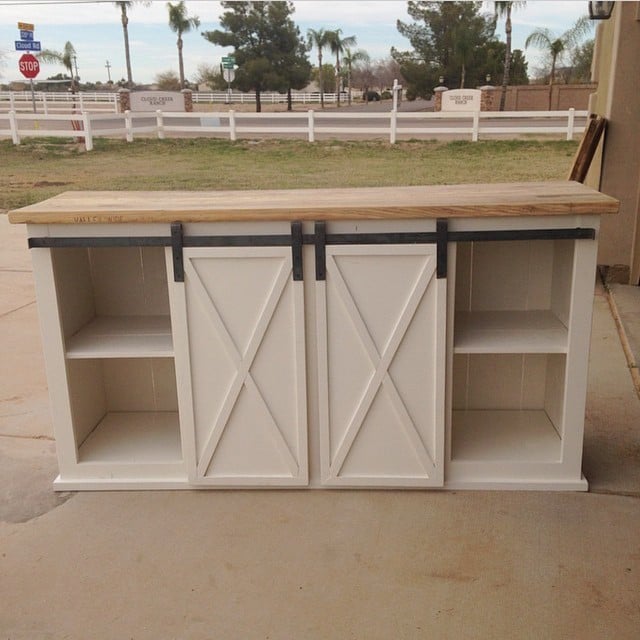 ana white barn door console