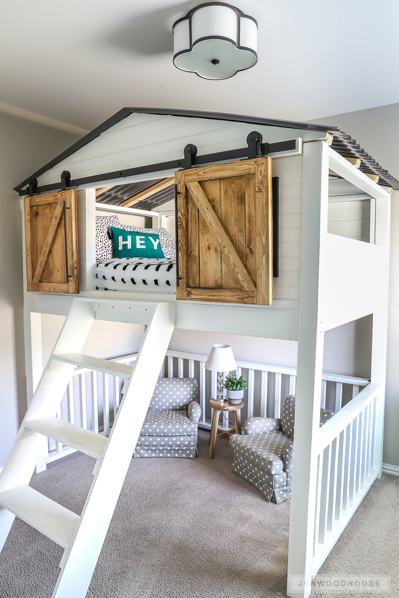 ana white loft bed with desk