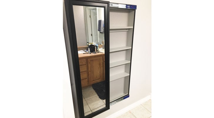 Mirror Sliding Beauty Storage Cabinet, Full Length Mirror With Ledge
