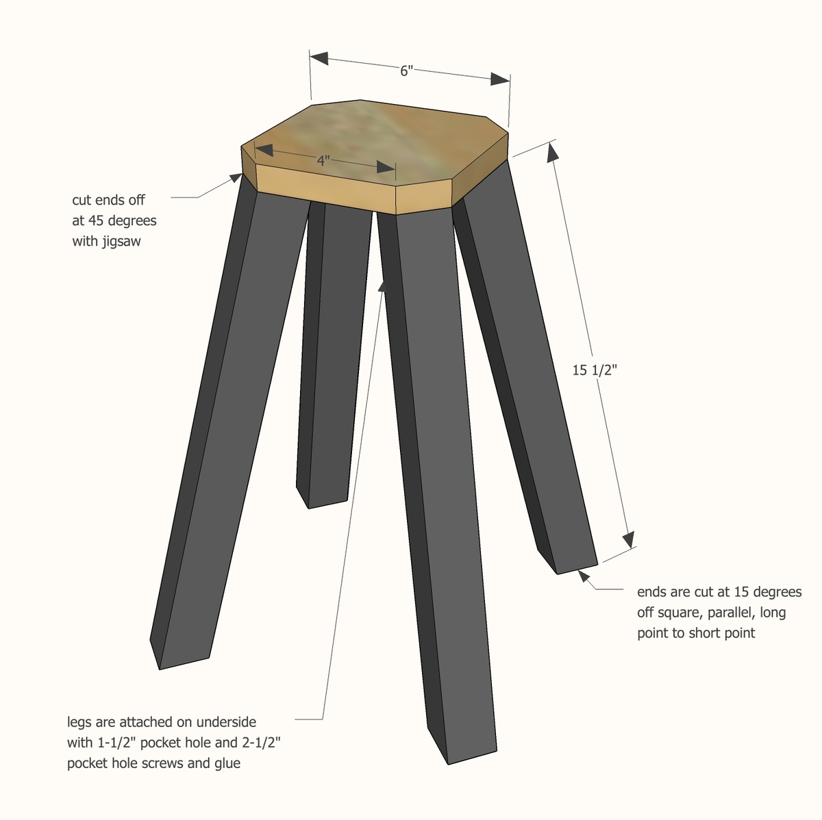 Adjustable Height Wood And Metal Stool, Best Way To Cut Stool Legs