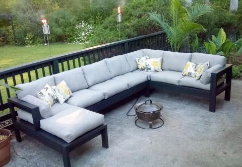 Armless 2x4 Outdoor Sofa Sectional, White Outdoor Sofa Table