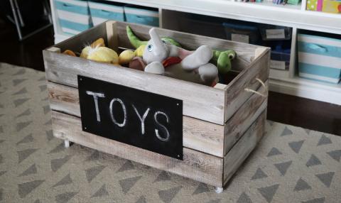 large white wooden toy chest