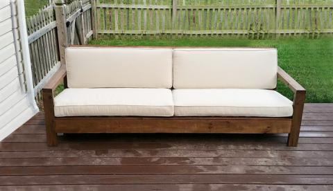 Outdoor Sofa Modern Comfort, Wood Outdoor Sofa With Cushions