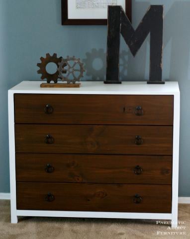 Modern White Dresser With Wood Drawers, Diy White Dresser With Wood Top
