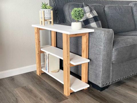 Narrow Side Table Super Simple, Small Narrow End Table White