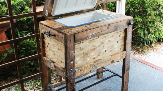 Cooler for the patio, using an old styrofoam cooler that came from