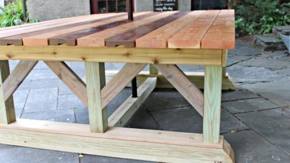 double wide outdoor dining table huge square
