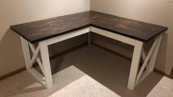 L Shaped Double X Desk Featuring, Homemade L Shaped Desk Plans