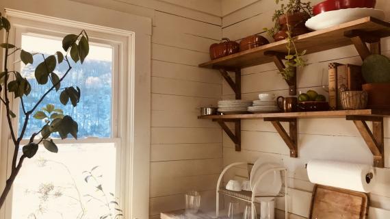 Open Kitchen Cabinet Shelving Rustic, White Cottage Style Shelves
