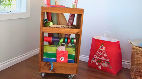 diy gift wrapping paper cart