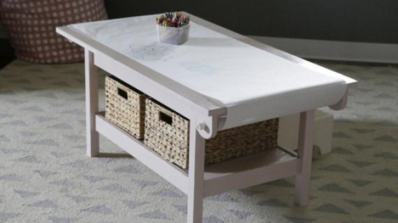 kids play table with paper roll