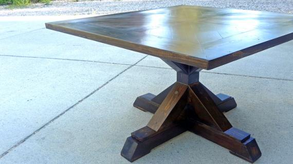 farmhouse style pedestal table with 4x4 base
