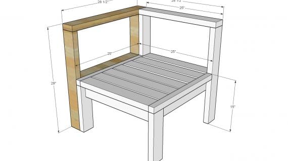 corner arm piece for outdoor sectional
