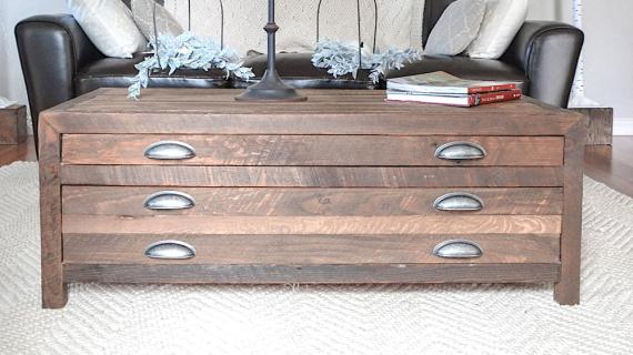coffee table with pass through drawers