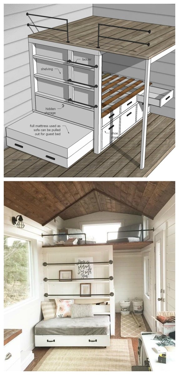 Tiny House Loft With Bedroom Guest Bed, Tiny House Bunk Bed Ideas