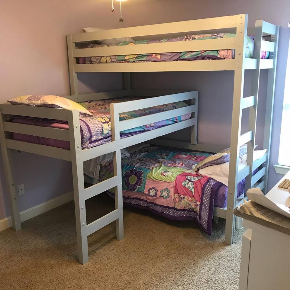 L Shaped Triple Bunk Ana White, Triple Bunk Bed Height
