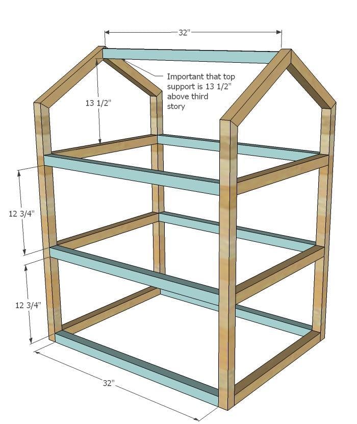Easy-Build Doll House for 12 Dolls (Barbie) Wood Toy Plans