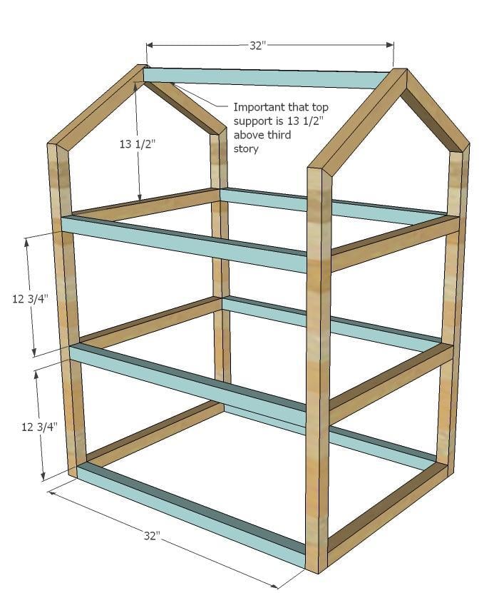 DIY Dollhouse with free building plans - The Creative Mom