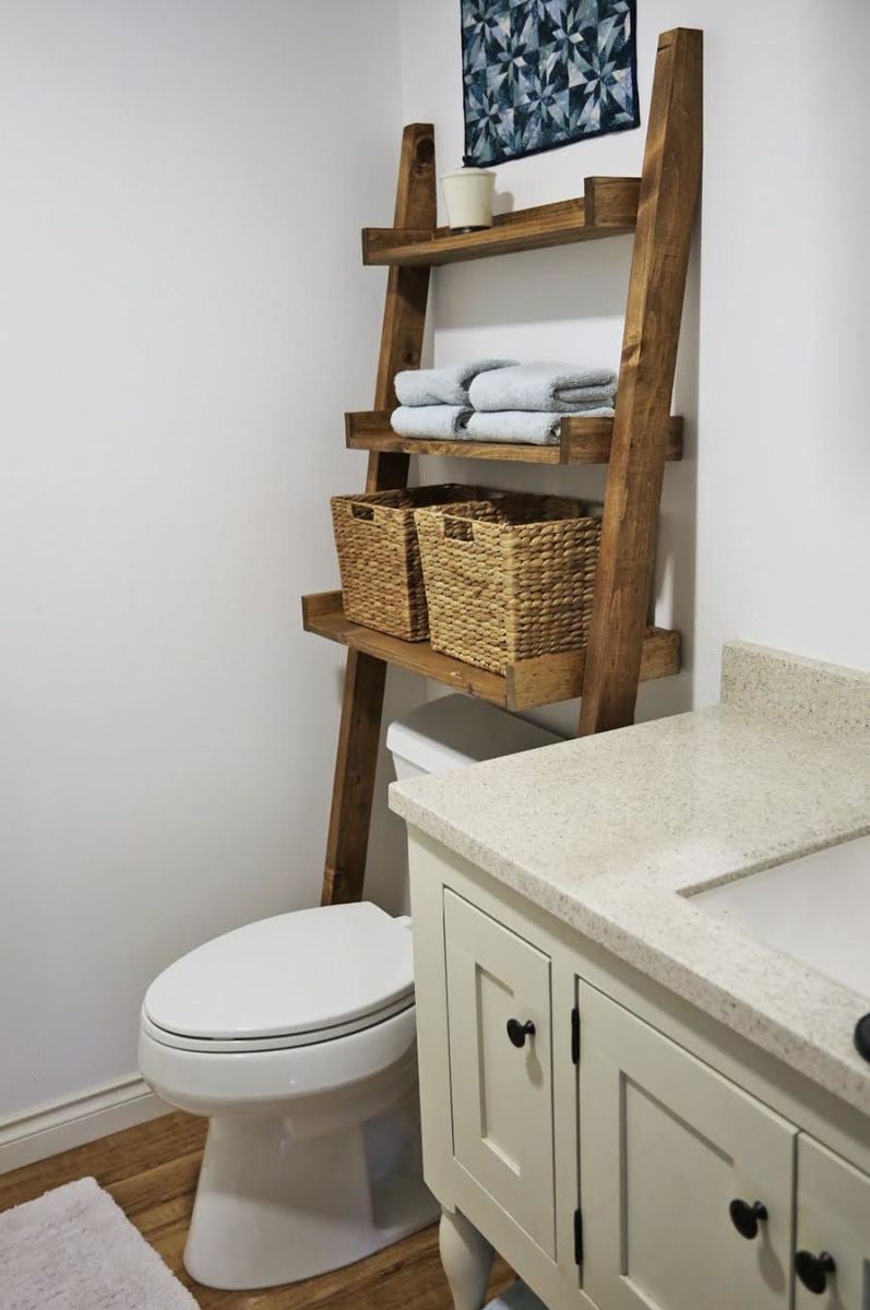 Over The Toilet Storage Leaning Bathroom Ladder Ana White