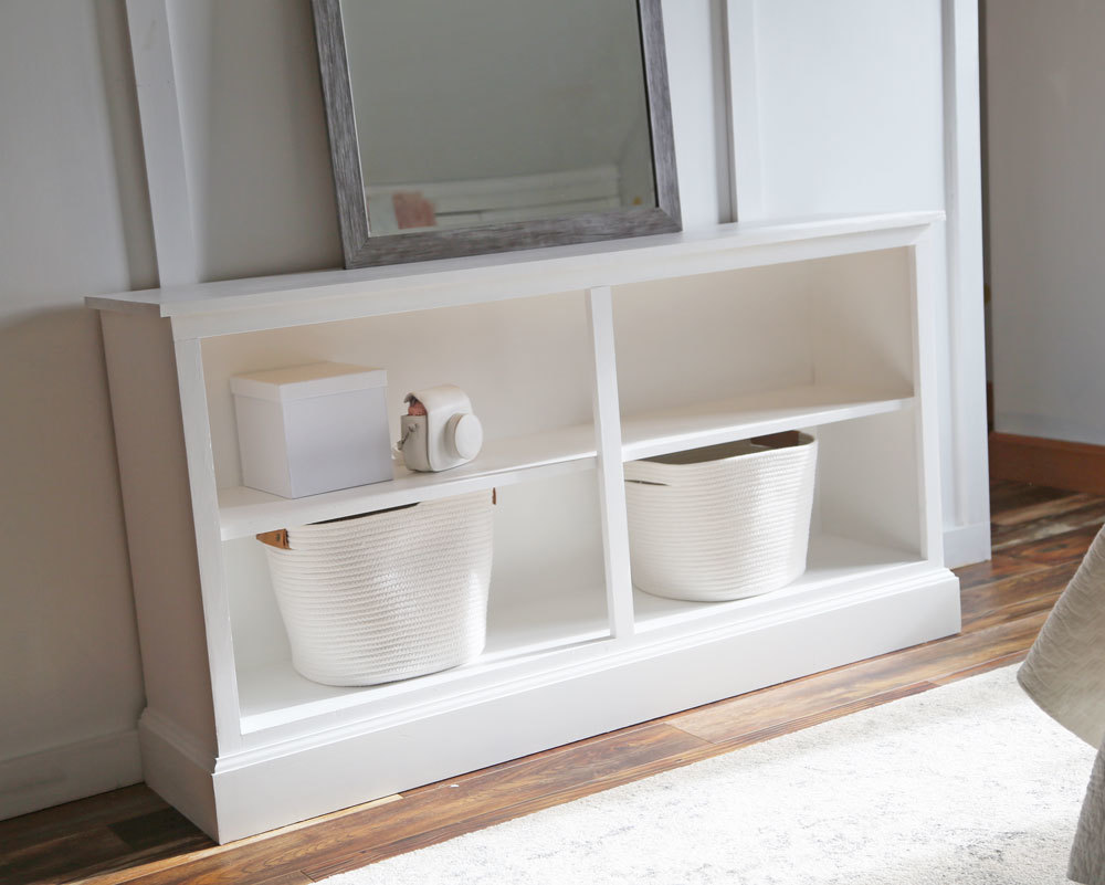 white bookcase console height