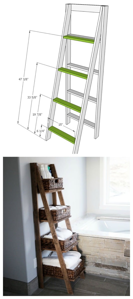 Wooden Ladder Shelf Ana White, How To Build A Ladder Shelf Bookcase